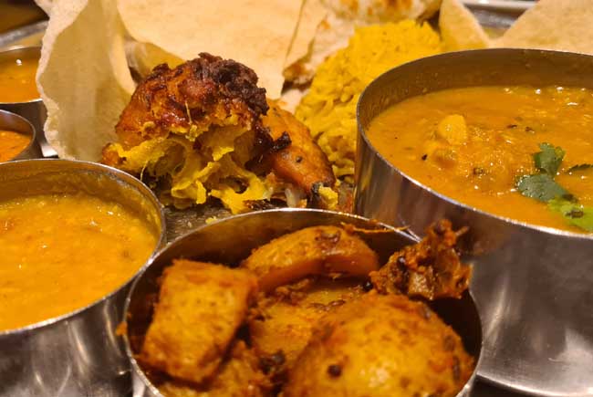 Chicken Thali Platter at Curry Leaf Cafe, Brighton