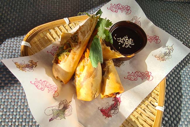Yummy Duck Spring Rolls at Giggling Squid, Brighton