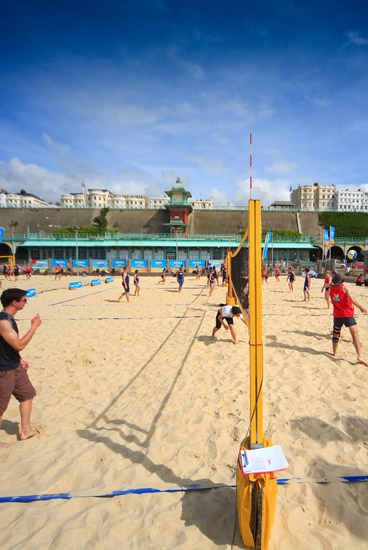 People playing volleyball at Yellowave Brighton